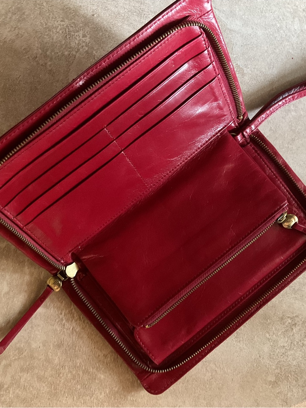 HOBO Burgundy Leather Wristlet Clutch - Picture 4 of 5